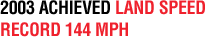 2003 Achieved Land Speed Record 144 Mph